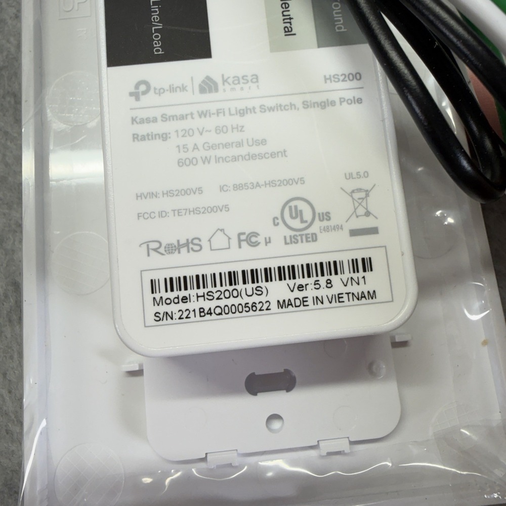 TP-LINK HS200 Smart WiFi Light Switch White Open Box - Picture 5 of 5